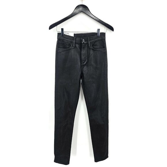 New Joe's The Charlie High Rise Skinny Ankle Jean Womens 25 Black Coated - Picture 2 of 8